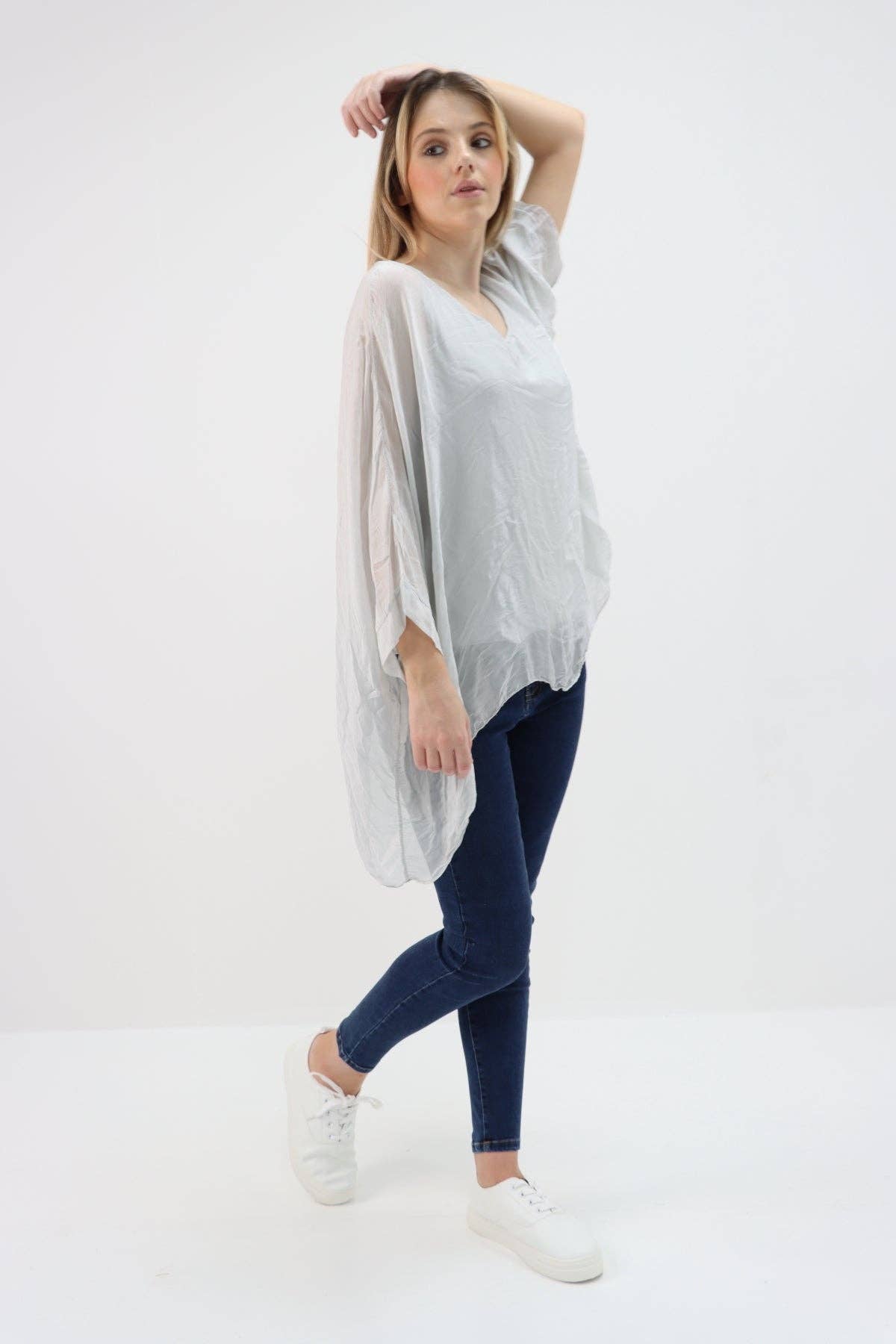 Miss Bold - Wholesale Tunic - Women's - Italian Plain Batwing Silk Tunic Top27