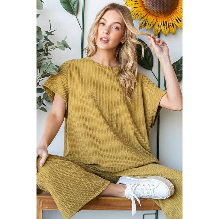 Waffle Textured Knit Top for wholesale by Veveret