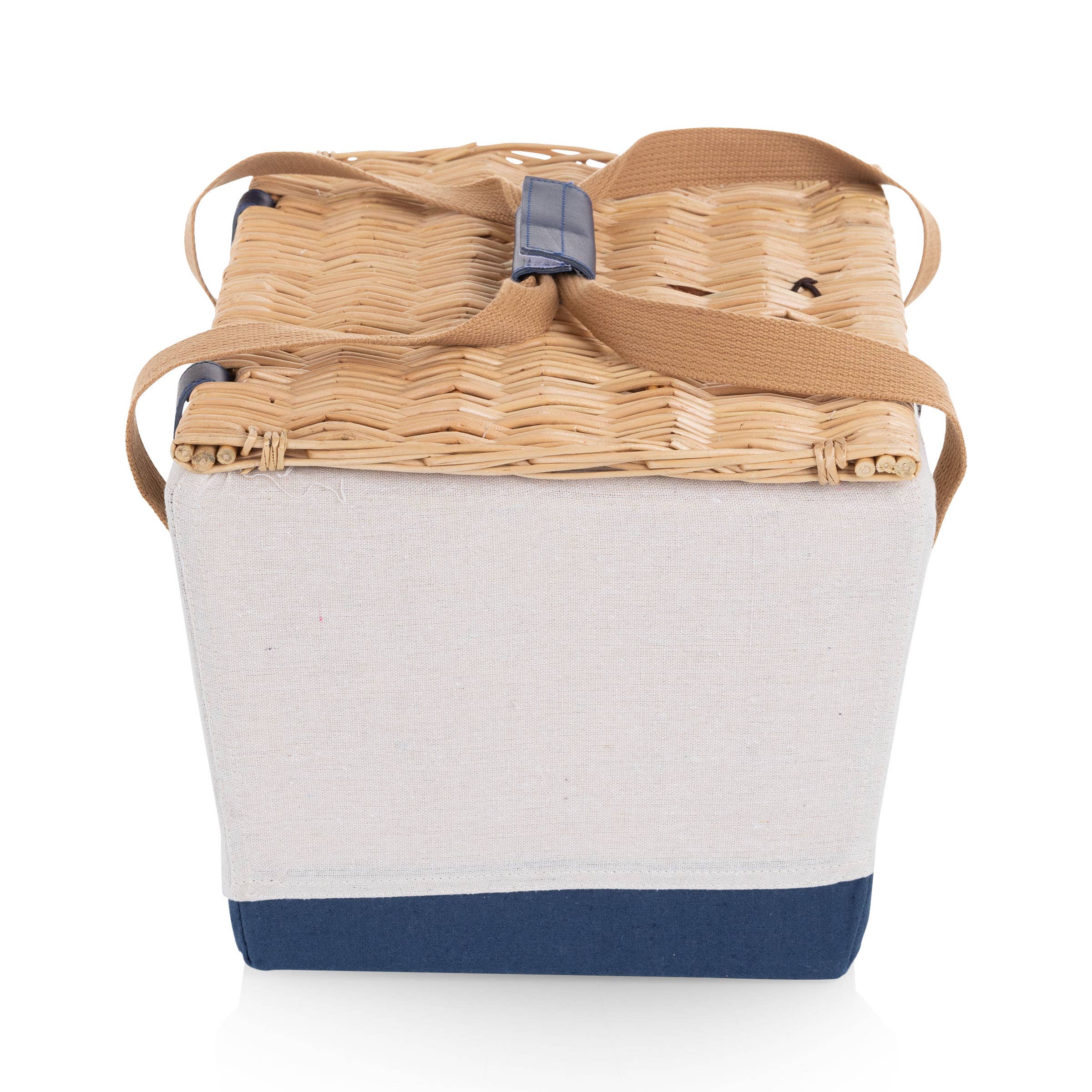 Beige Canvas with Navy Blue Accents Boardwalk Picnic Basket for 2 for wholesale on Faire5