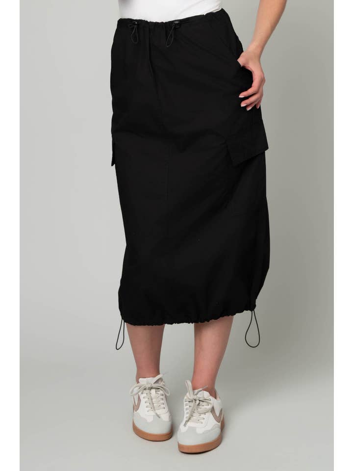 Pine Apparel - Wholesale Skirt - Women's - Parachute Cargo Midi Skirt w/ Adjustable Waist
