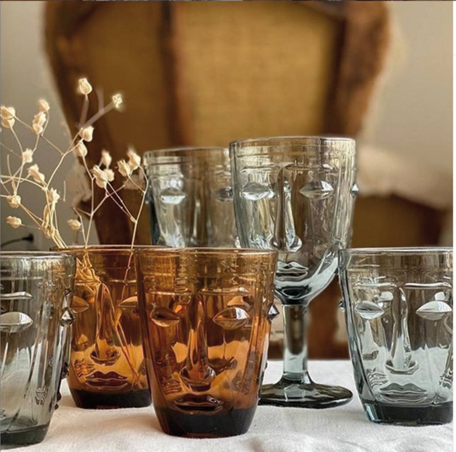 Visage transparent glass D8 H16.5cm for wholesale on Faire1