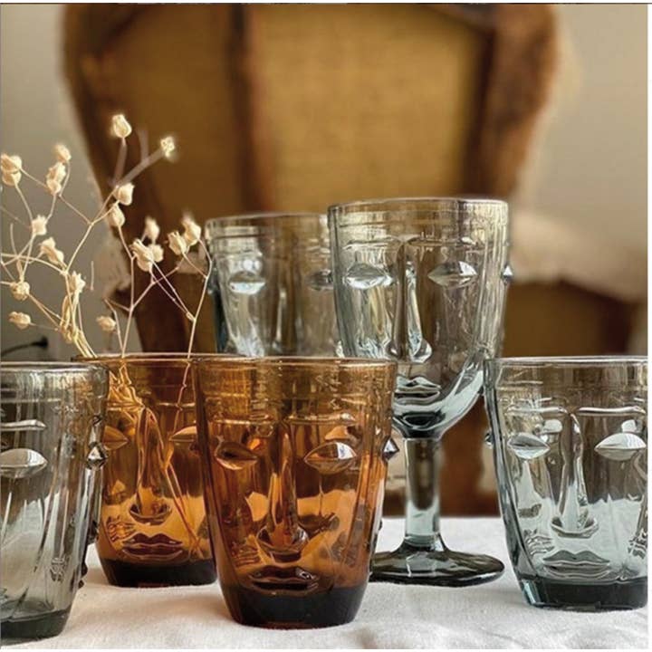 Visage transparent glass D8 H16.5cm for wholesale on Faire1