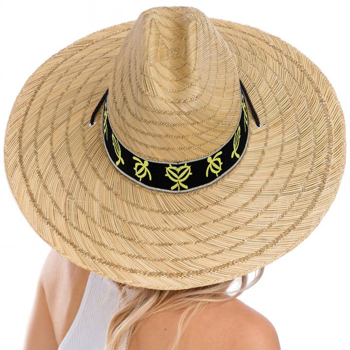Cap Zone - Wholesale Straw Hat - Women's - Turtle Band Wide Rush Straw Lifeguard Hat