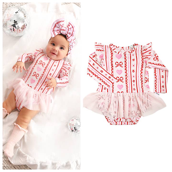 Hallie TUTU Valentines Day Bamboo Baby Clothing Dress Outfit for wholesale by Gigi and Max