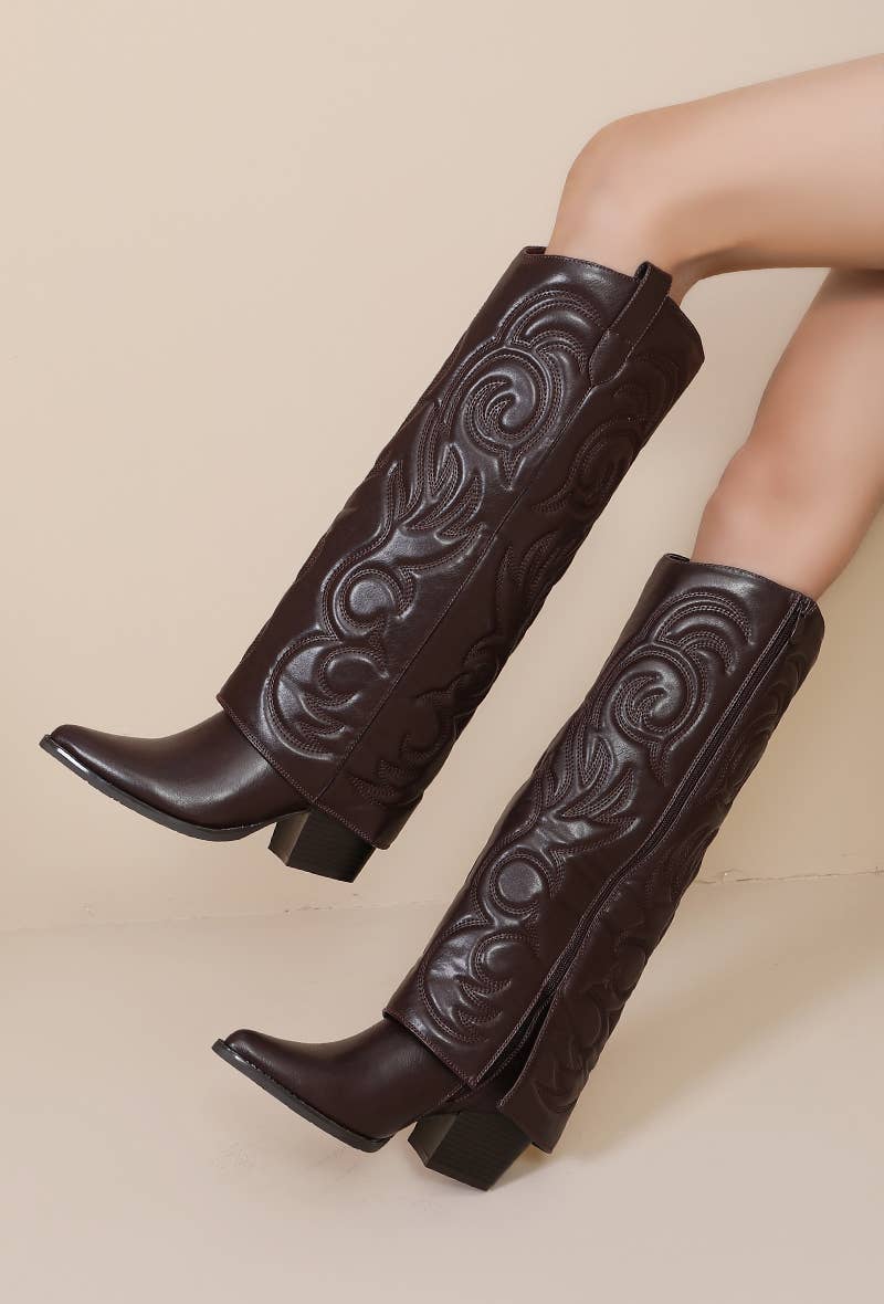 Joia Paris - Wholesale Boots - Women's - Santiag boot with heel, stitched pattern, and WZ-92 cuff11