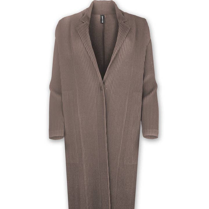 Ella Double Knit Plissé Coat for wholesale by Wild Cosmos