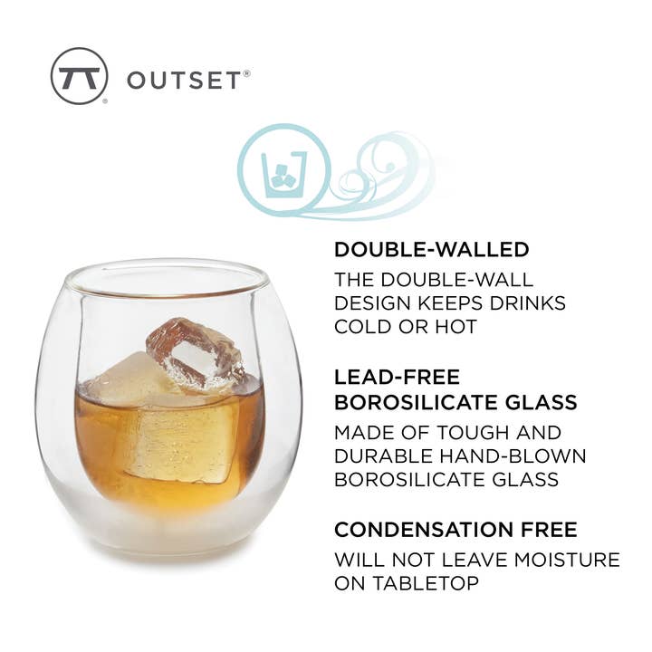 Fox Run Brands - Wholesale Cocktail/liquor glass - Outset Double Wall Whiskey Glasses Set, 6-Ounce5