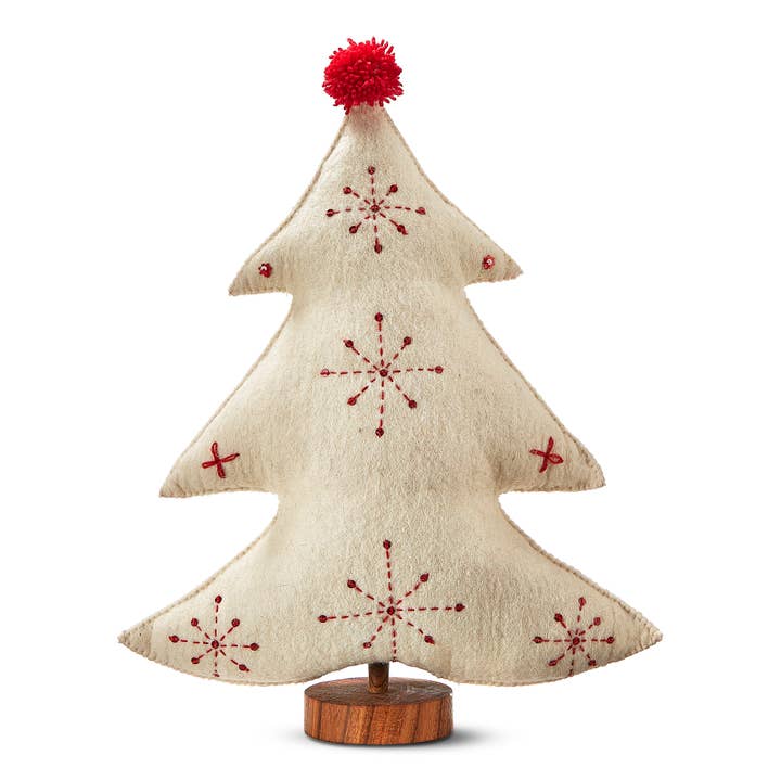 Embroidered Wool Tree Decor Tl White Polyester Christmas for wholesale by tag