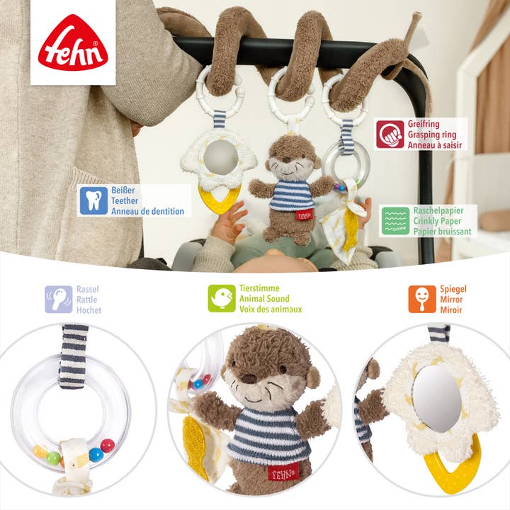 Fehn – wholesale Hängande skallra - Baby – Aktivitetsspiral Otter - tygspiral med hängen