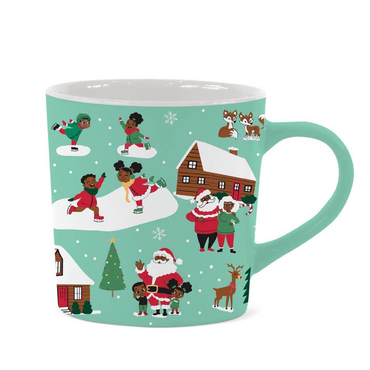 Caneca Cerâmica Klaus Family Winter Scene por atacado de Black Paper Party