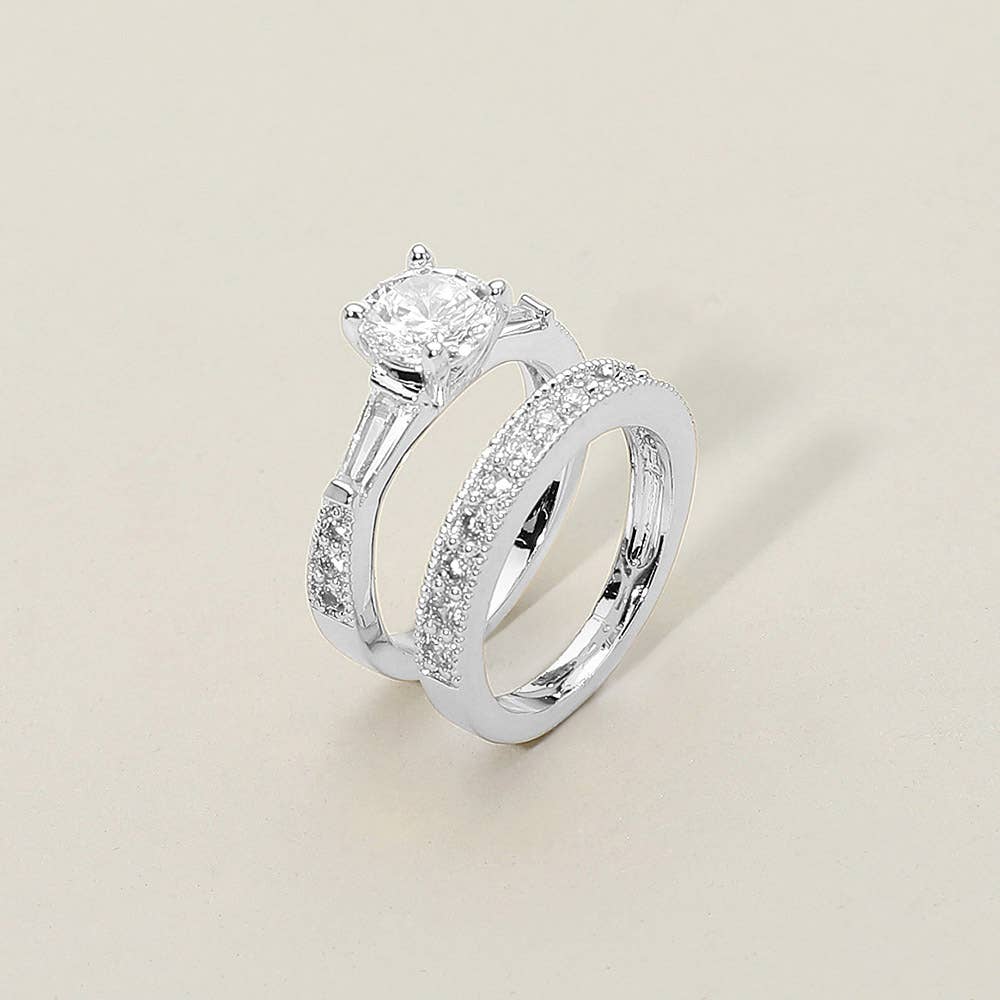 Sensibling Corp. - Wholesale Multi-Stone Ring - 2PCS - Round Cut CZ Stone Ring Set0