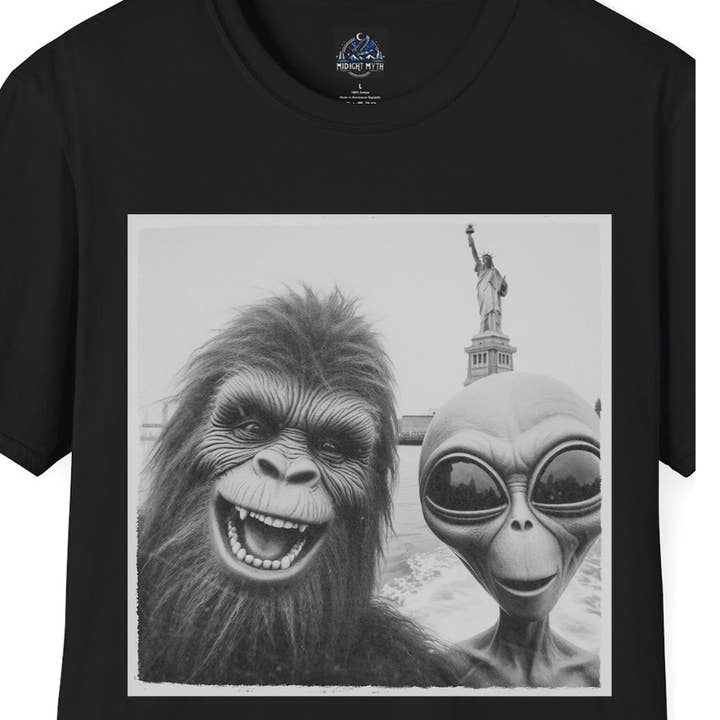 Midnight Myth - Wholesale T-Shirt (Graphic) - Men's - Statue of Liberty NYC Souvenir Bigfoot Shirt Sasquatch Men's9