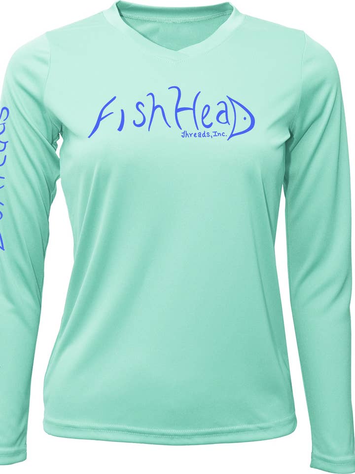 Ladies UPF Long-Sleeve Dry Fit T-Shirt (Seafoam with Snook) for wholesale by FishHead Threads, Inc.