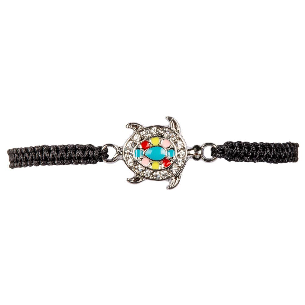 Benjamin International - Wholesale Woven/Braided Bracelet - BLACK ADJUSTABLE TURTLE BRACELET1