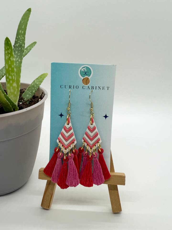 Kildrende Lyserøde Kvaster - Øreringe af Polymer Ler for engroshandel hos Curio Cab