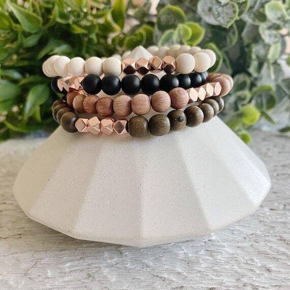 REMOVED BRAND – wholesale Pärlarmband – Minimalistisk Trä+Rose Gold pärlarmband - 6 MM1