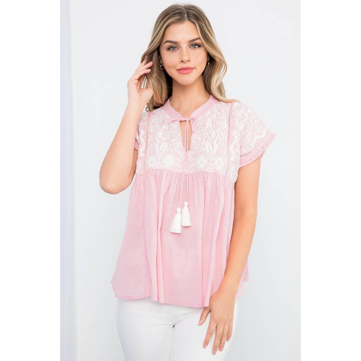 Geborduurde Babydoll Top voor wholesale door THML