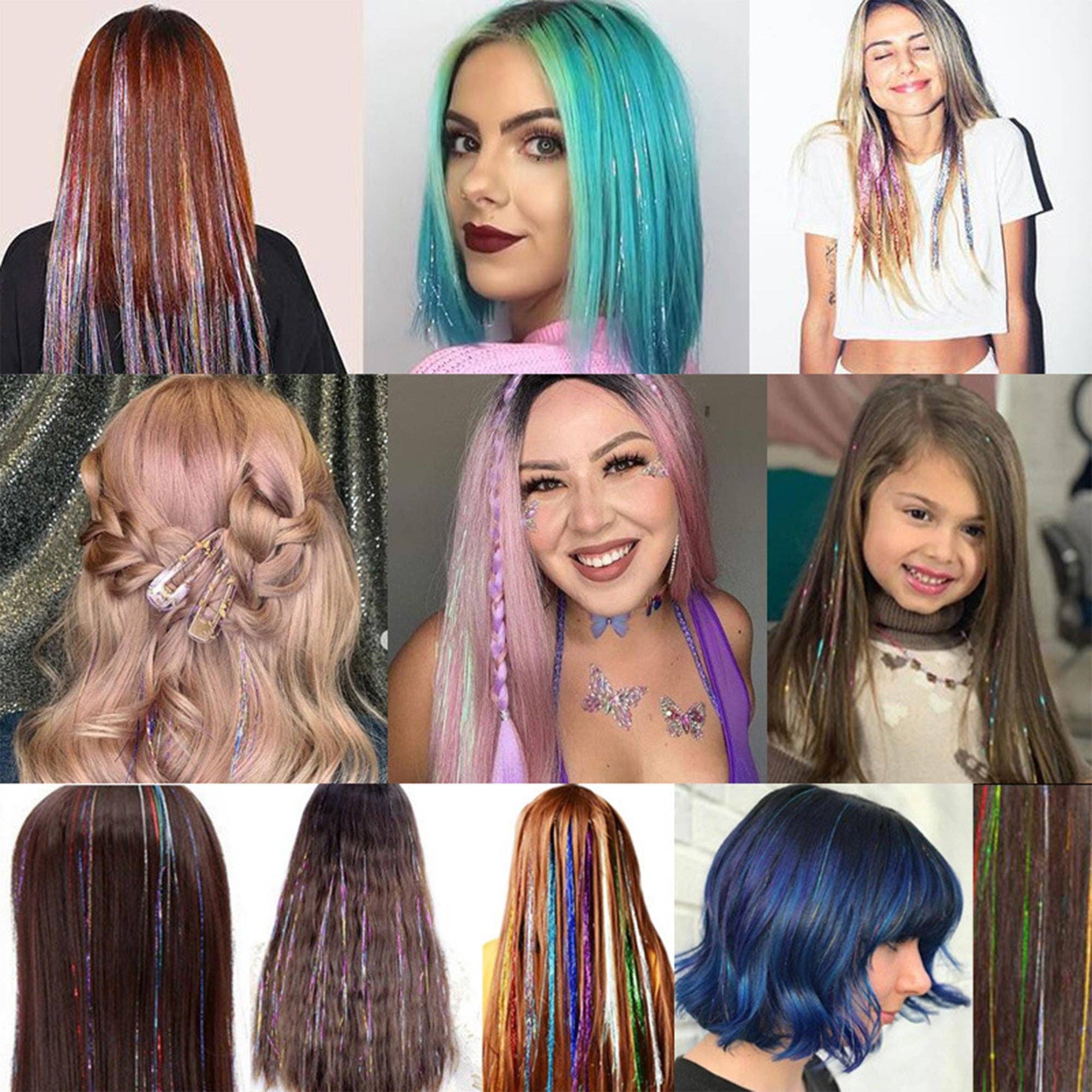 AK Brand - Vendita all'ingrosso Extension per capelli - Kit di glitter per capelli con fili in 14, 16 e 20 colori per extension7