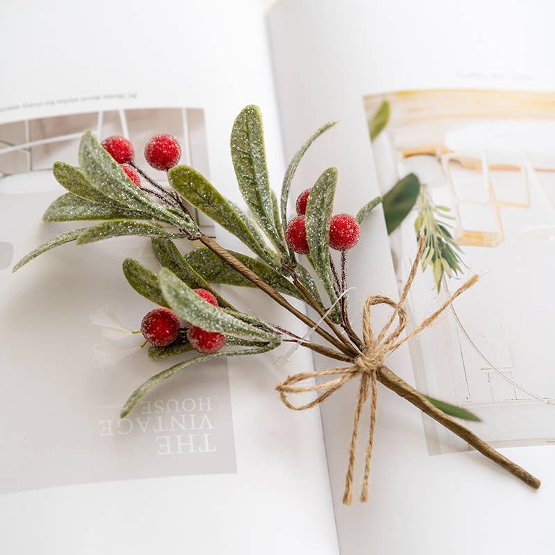 Sweet Home Deco – wholesale Christmas decoration – Faux Red Berry Pick, Winter Green Pine Pick, Holiday Decor2