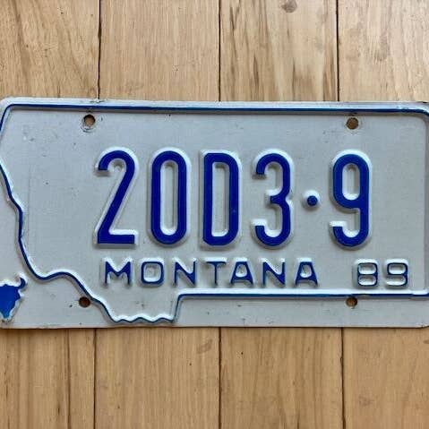 1989 Montana-återförsäljarens registreringsskylt för wholesale av RusticPlates