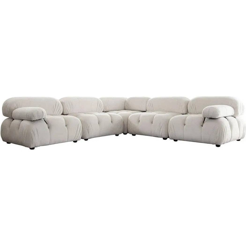 LOOMLAN - Wholesale Sofa - Paloma 5PC Corner Sectional Light Cream Velvet0