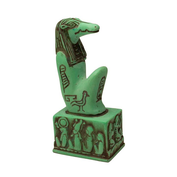Statue de Sobek à genoux verte - 5" - Dieu égyptien pour la vente par Discoveries, Inc.