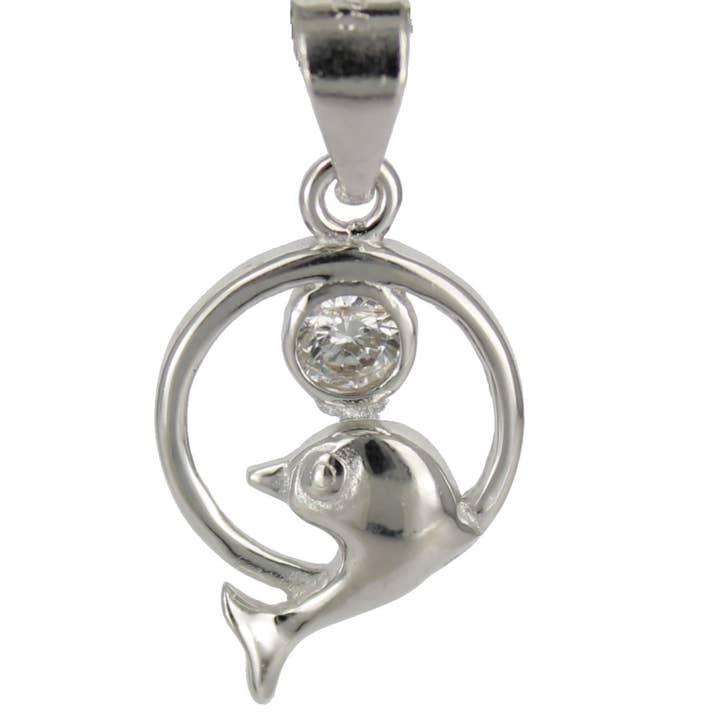 Dolphin pendant with crystal in crystal 925 silver for wholesale by Janusch
