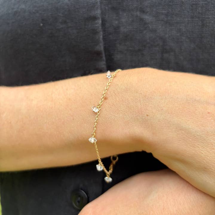 Pulsera de Flecos con Diamante Herkimer para venta al por mayor de Goldeluxe Jewelry