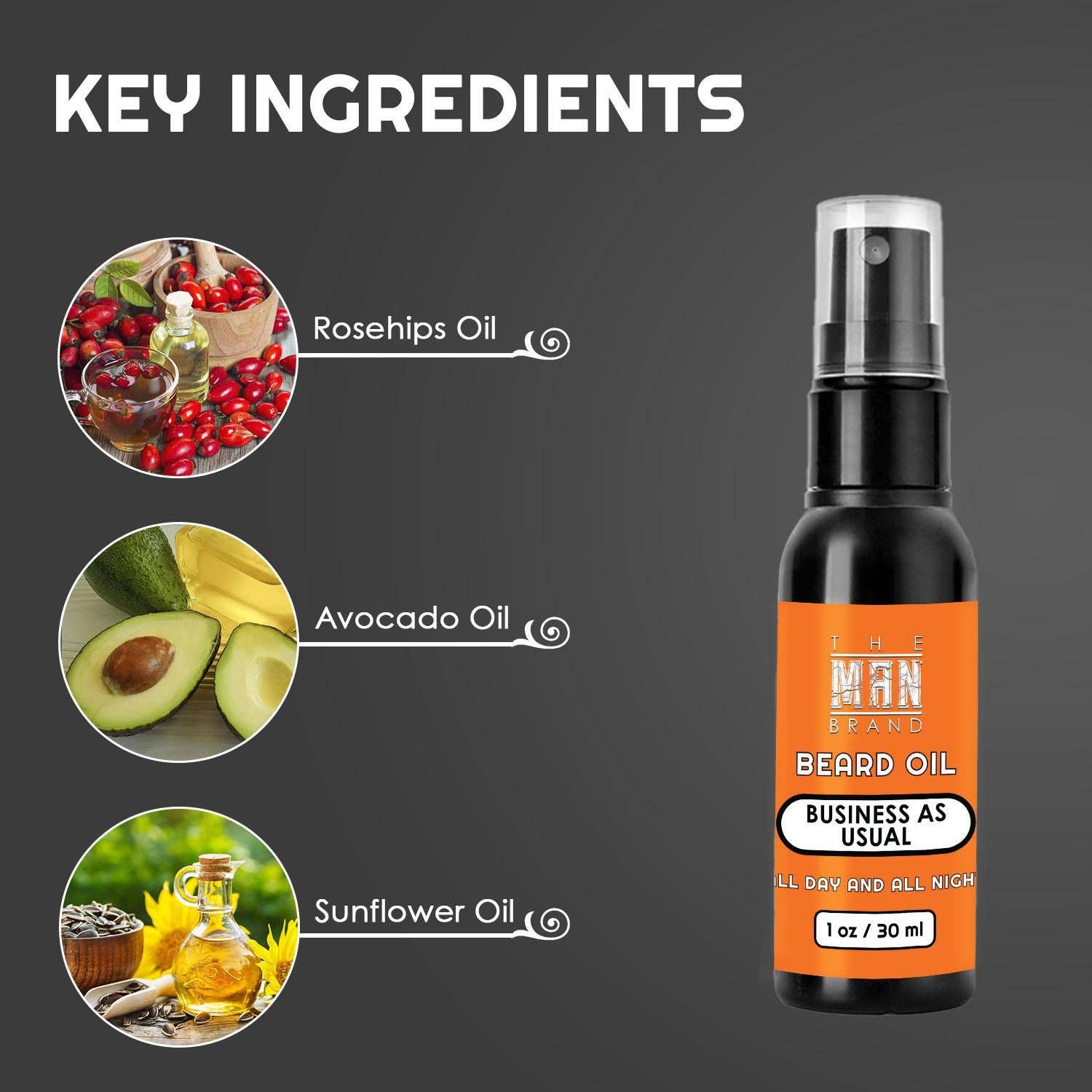 The Man Brand - Wholesale Beard Styling Product - Business As Usual Beard Oil1