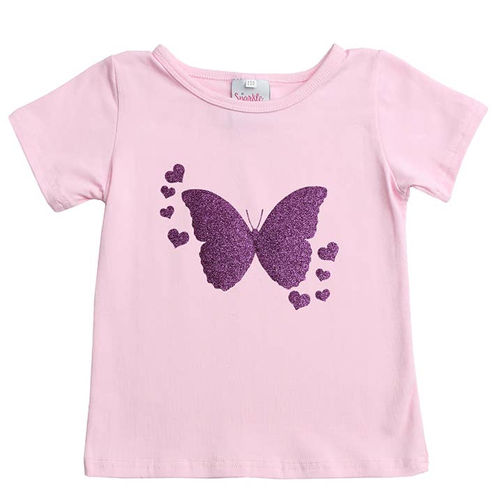 Sparkle Sisters by Couture Clips - Wholesale T-Shirt - Kids - Lavender Butterfly Short Sleeve Tee
