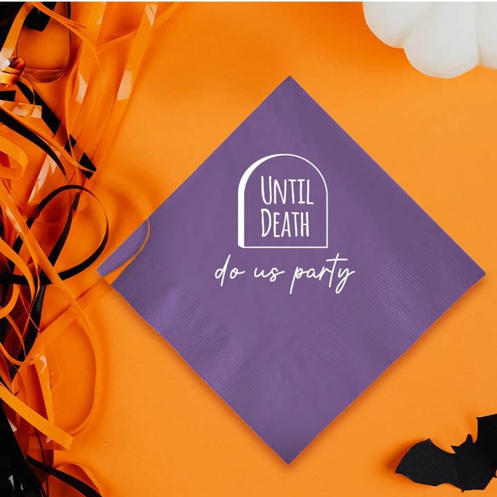 Bis zum Tod kannst du dich teilen Halloween-Hochzeits-Servietten für den Großhandel von GiftsbyPR