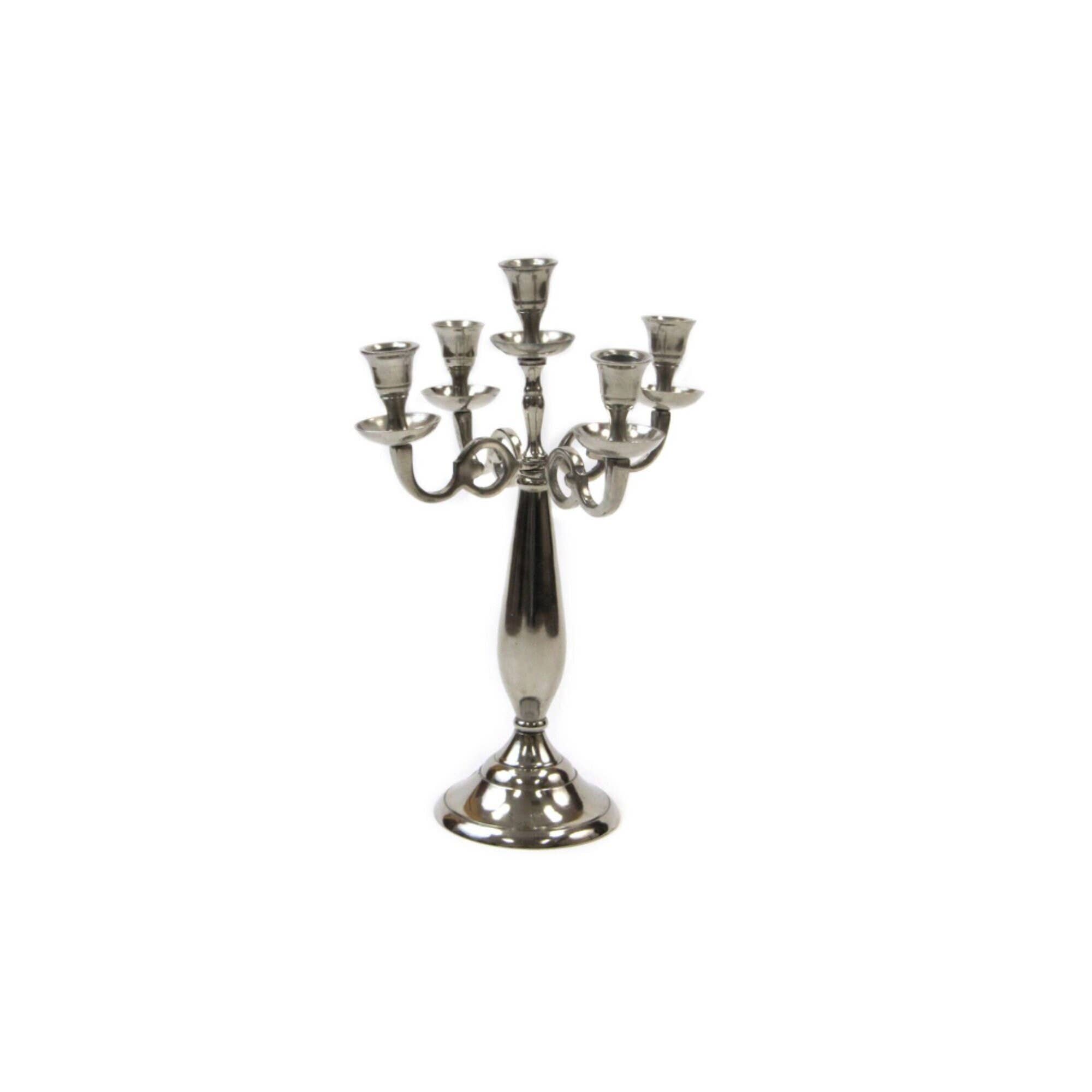 India Overseas Trading Corporation - Wholesale Candle holder - 5-Candle Metal Candelabra Silver Candle Holder Stand