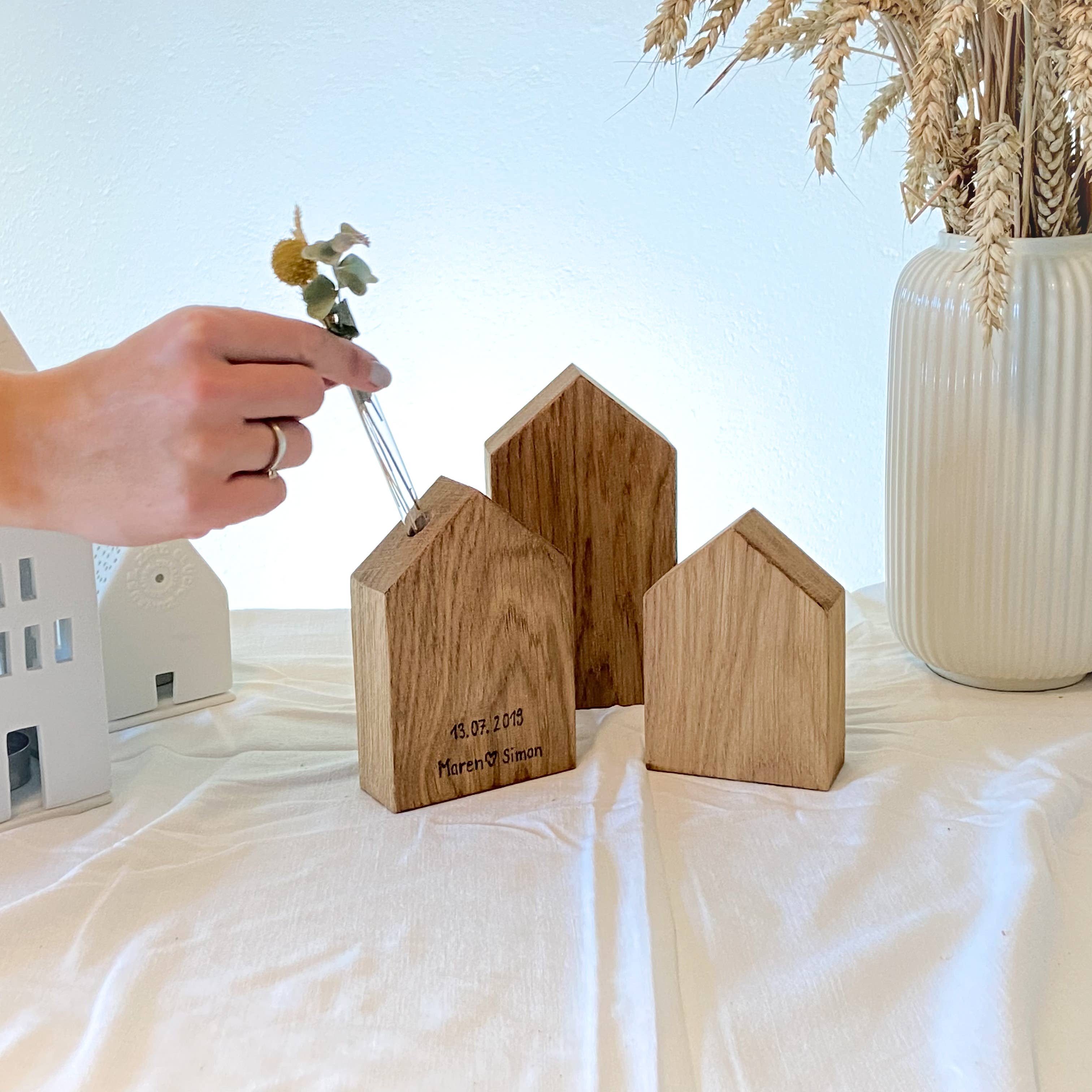 HolzArt - Wholesale Tafelbladdecoratie - minimalistische houten bloemenhuizen van eikenhout3