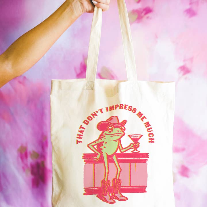 Cluster Funk Studio - Wholesale Tote Bag - Women's - That Don't Impress Me Much Frog Cowgirl Tote