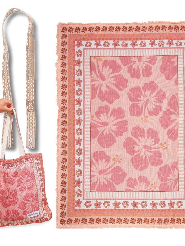 Hibiscus Rug, Bag & Pink Strap for wholesale by Sunni Scenes