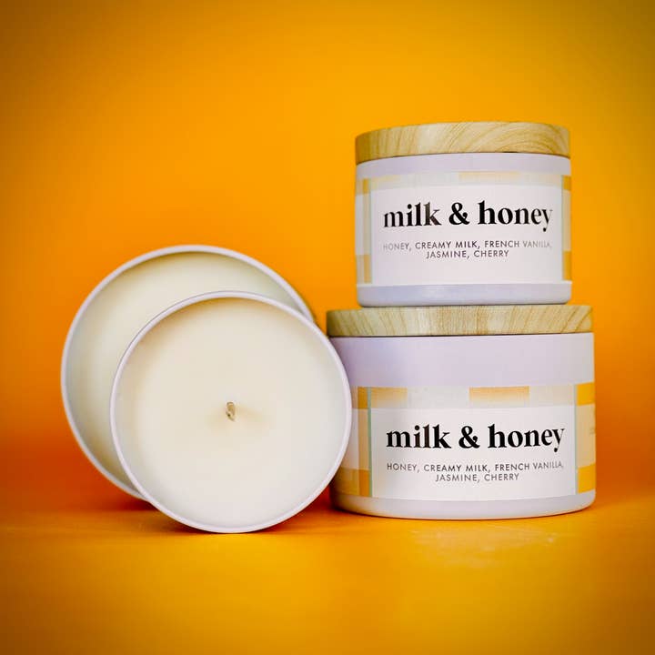 Milk & Honey Scented Soy Candle for wholesale by L I L L I E & P I N E