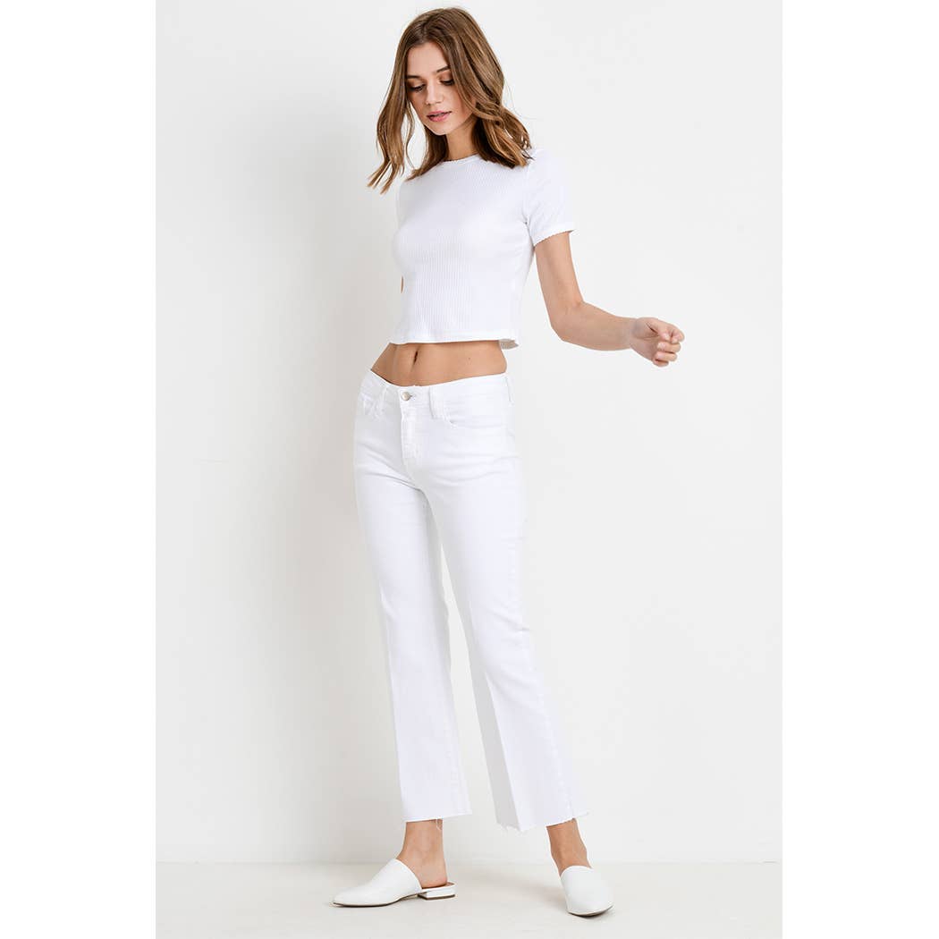 L.T.J Letter to Juliet - Vente Jean – femme - LP147-OW OPTIC WHITE SICILY COUPE CISEAUX AVEC LIGNE DE PLI3