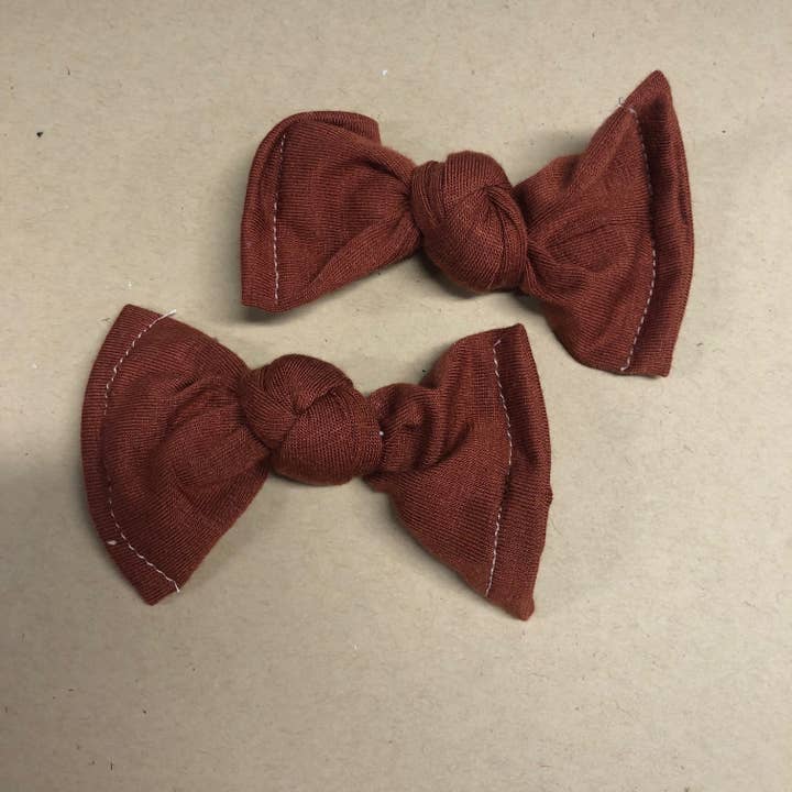 Burnt Orange Knotted Hair Bow Clip for wholesale by MadeBySusannah