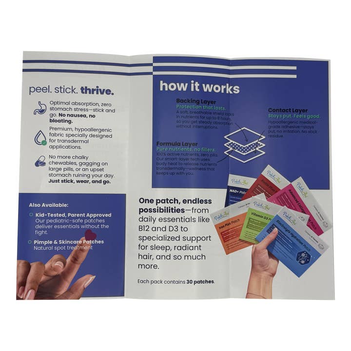 PatchAid - Wholesale Retailer Display - Beauty & Wellness - PatchAid Trifold Brochures – Pack of 251