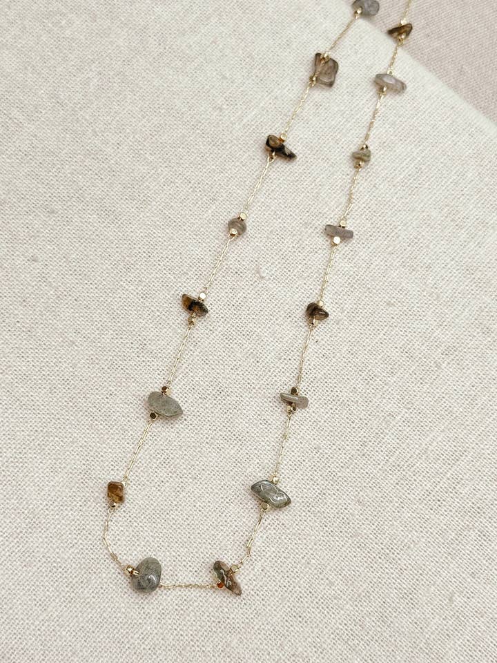 Colar de Corrente com Contas de Pedra Preciosa Neutra Labradorite por atacado de Gracie Rose Designs