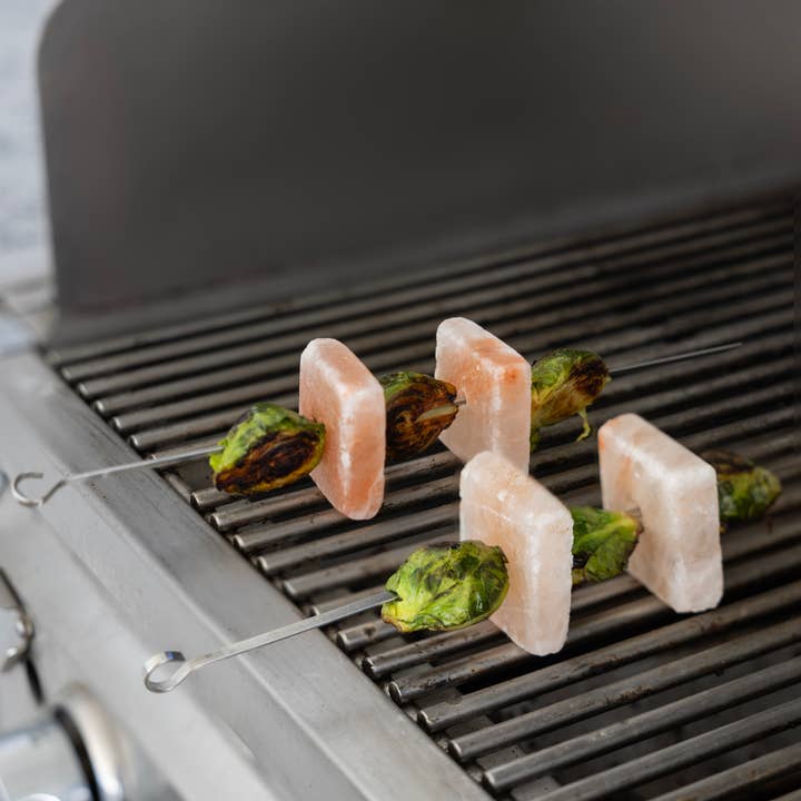 Fox Run Brands - Wholesale Skewer - Outset Stainless Steel BBQ Skewers With Himalayan Salt Cubes