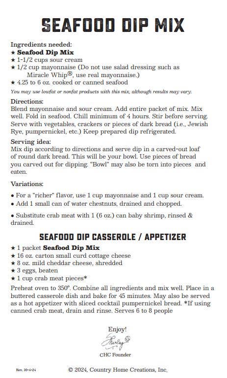 Country Home Creations - Wholesale Dip - Coastal Kitchen Seafood Dip Mix2