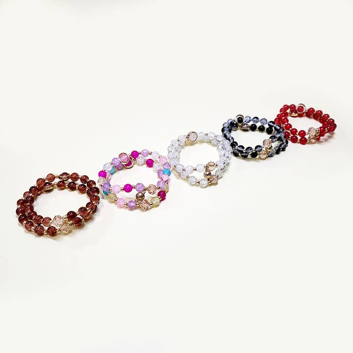 Assorted Color 2 pcs Magnetic Attachable Beaded Bracelet Set for wholesale on Faire