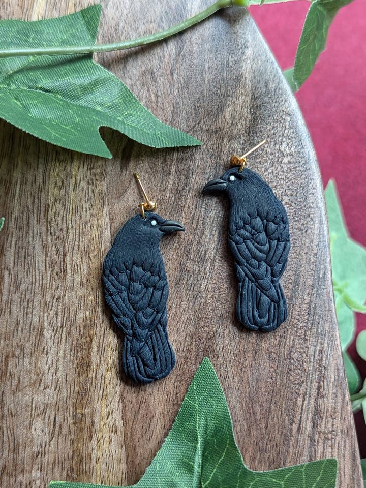 Large Raven Dangle Earrings for wholesale by The Midnight Glen