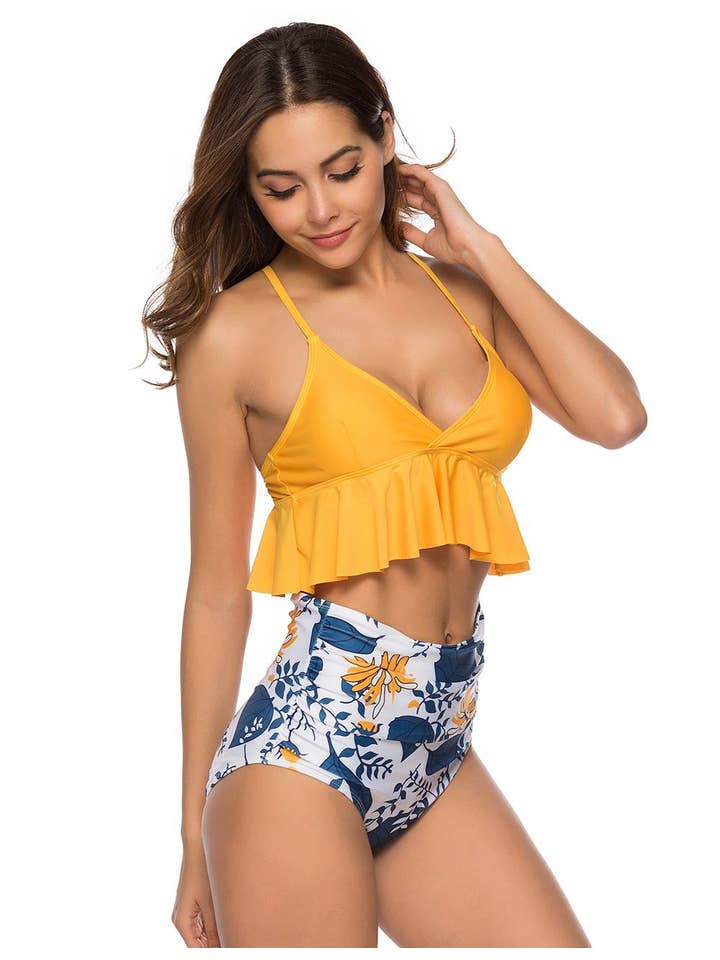 Lovely Lies - Wholesale Two Piece Swimsuit - Women's - Ladies Two Piece Printed Palm Tree Bathing Suit1