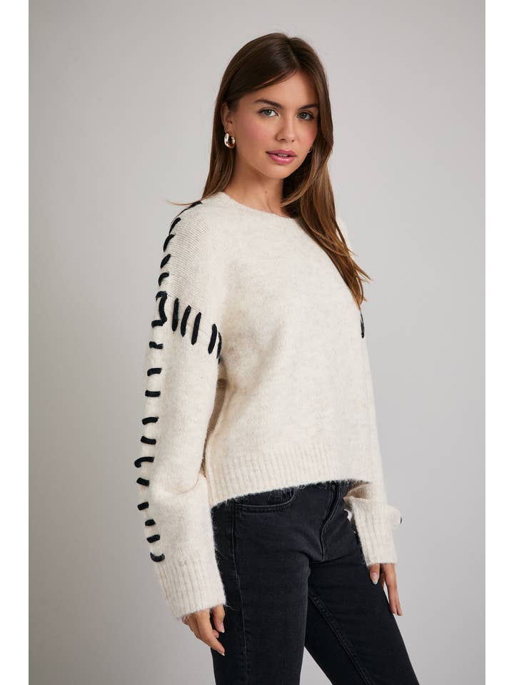 LE LIS - Wholesale Knit Sweater - Women's - STITCH DETAIL SWEATER TOP2