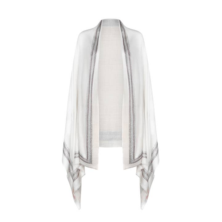 Cashmere travel and party wrap with swarovski trim for wholesale by Alison van der Lande