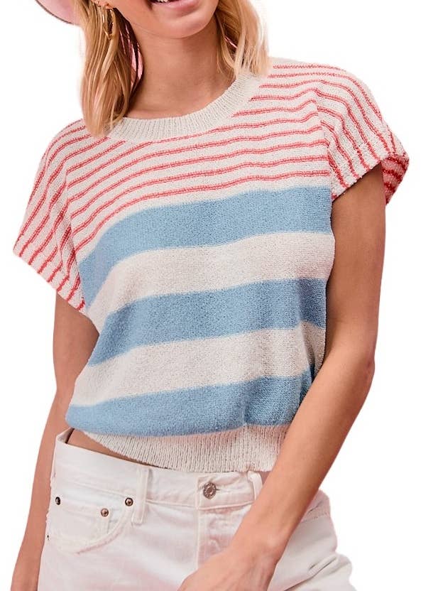 Stripes Lightweight Sleevelesstop for wholesale by Vanilla Monkey
