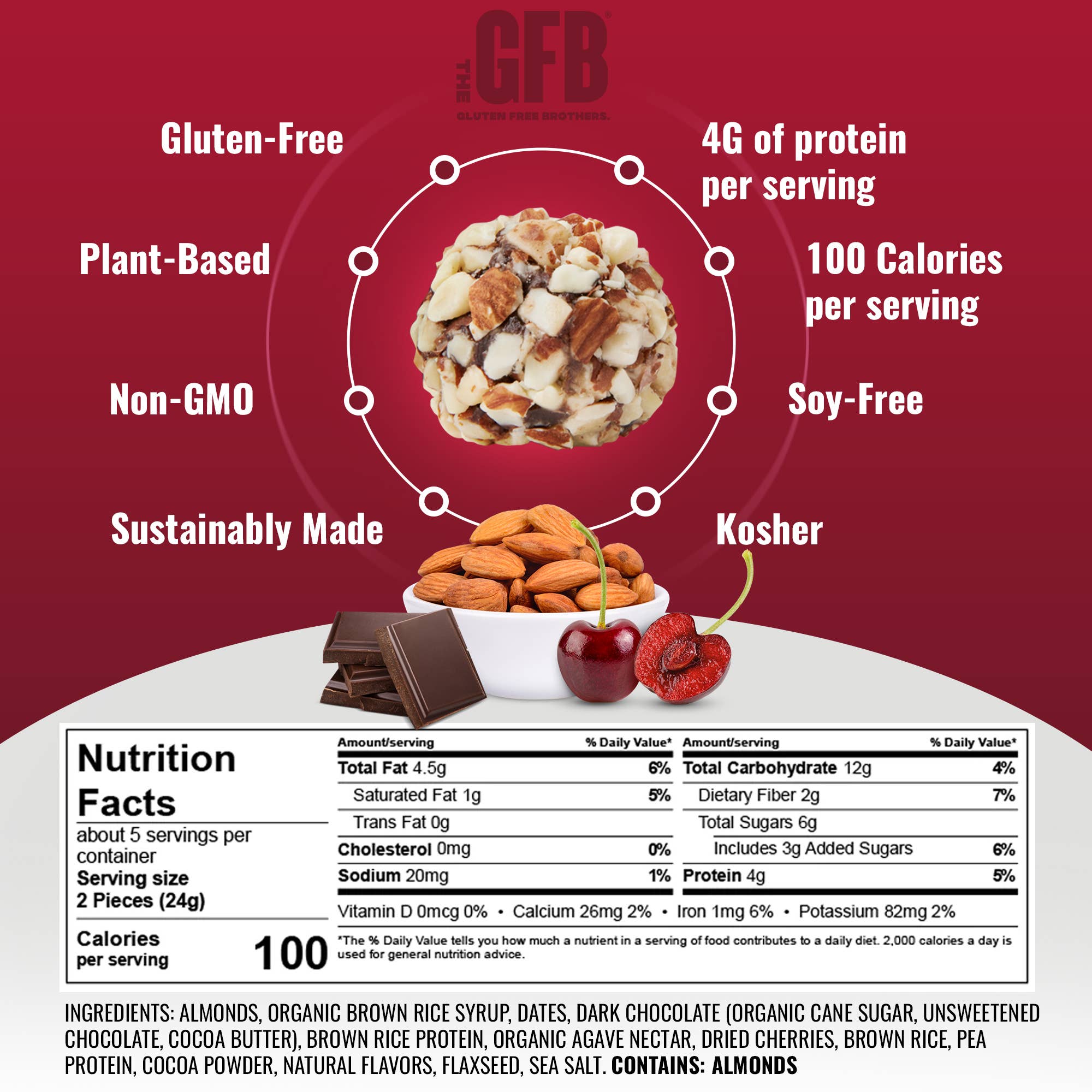 The GFB - Wholesale Snack Bar - Chocolate Cherry Almond Gluten Free Protein Bites4