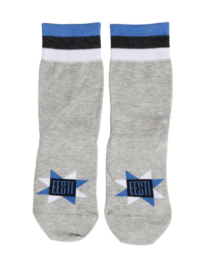 ONLINE gray socks with blue-black-white edge for wholesale by Sokisahtel I BestSockDrawer